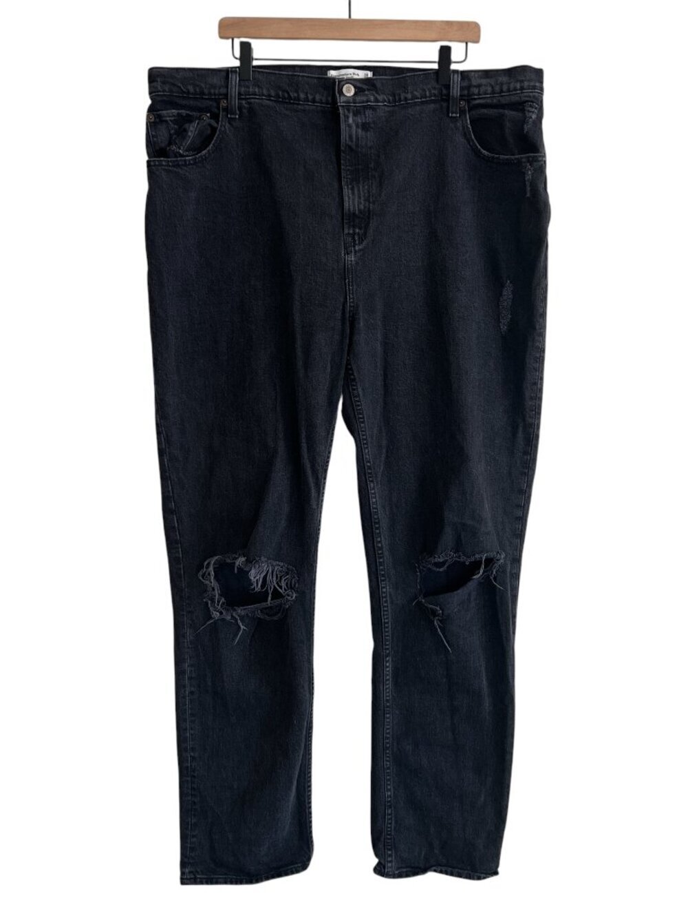 Abercrombie & Fitch Black Distressed High Rise 90s Straight Jeans